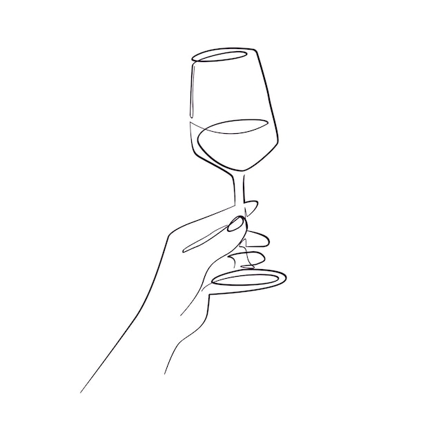 Wine Glass Line Drawing Images - Free Download On Freepik