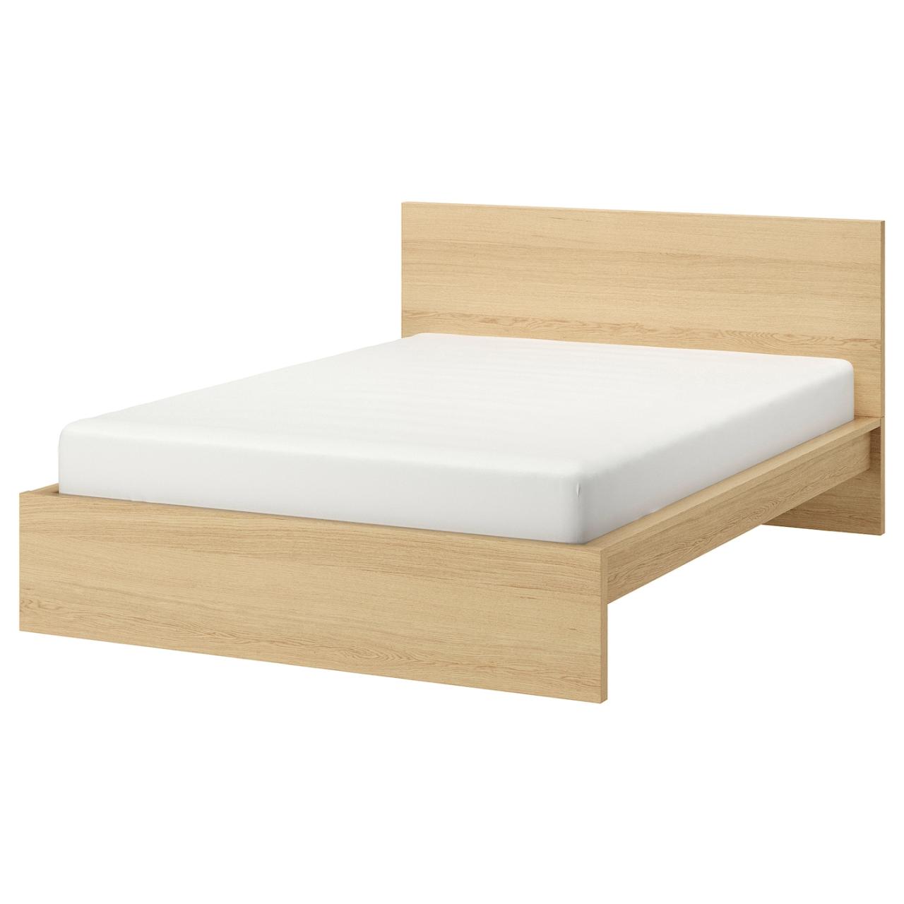 Malm Bed Frame, High, White Stained Oak Veneer, Queen - Ikea