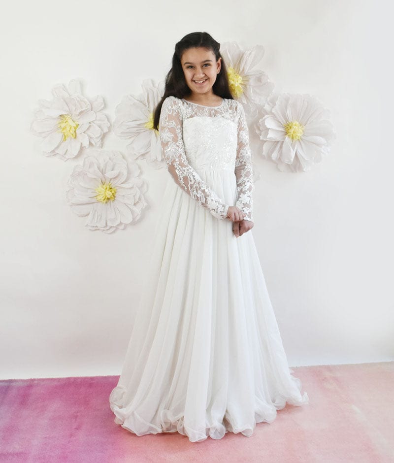 Buy Off White Shiffon Gown For Girls Online