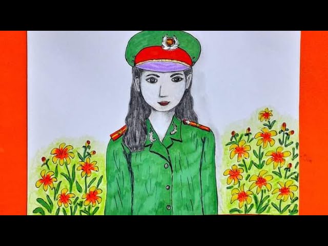 Vẽ Nữ Chiến Sĩ Công An - Drawing Of The Policewoman - Sen Trắng 999 -  Youtube